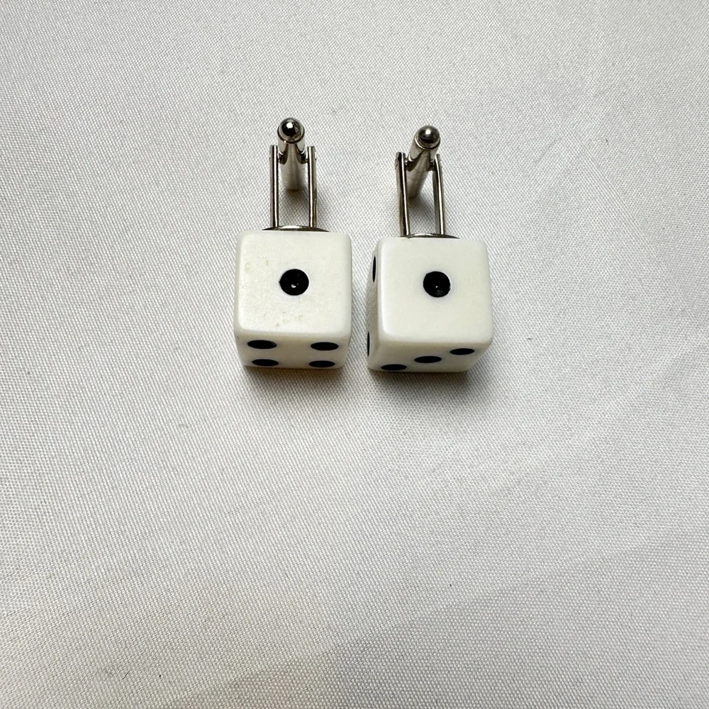 White Dice Cuff Links